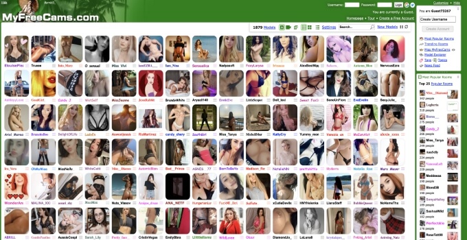 Myfreecams main page